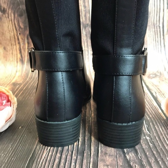 Full Zip Black stretch knit Calf Tall Alfani KALLUM Riding Rain Boots NIB - Picture 14 of 16